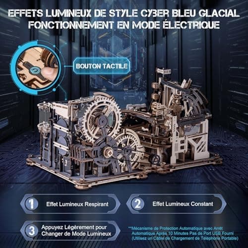 ROBOTIME LGC01+LGA01+LG01 3-in-1 Circuits de Billes Maquette Puzzle 3D en Bois à Construire pour Adultes, LED Mécanique Modèle Cadeau Homme, LGX02 (=LGC01+LGA01+LG01)