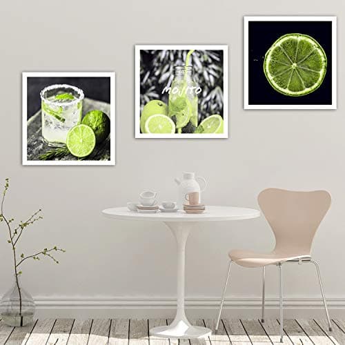 Feeby Photo sur Toile Citron vert Boisson Glace Tableau Giclée Cuisine vert 40x40 cm