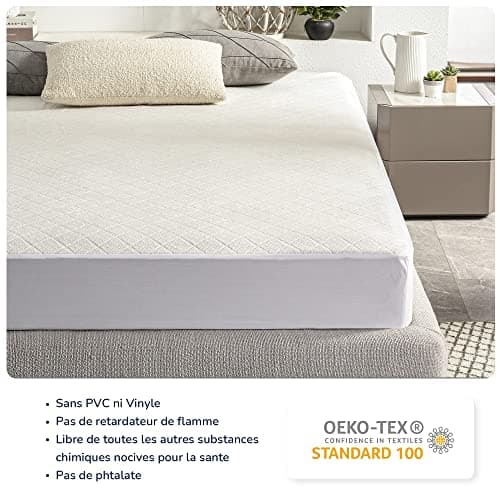 RECCI Protège Matelas 160 x 200 cm - 100% Fibre de Bambou, Ultra Doux, Hautement Respirant, Hypoallergénique, Silencieux, Drap Housse, Protège Matelas Imperméable, Couvre Matelas 160 x 200
