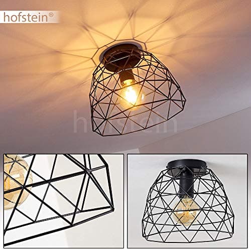 Plafonnier Hajom en métal noir, luminaire moderne créant un motif lumineux géométrique au plafond, pour 1 ampoule E27, ampoule(s) non incluse(s)
