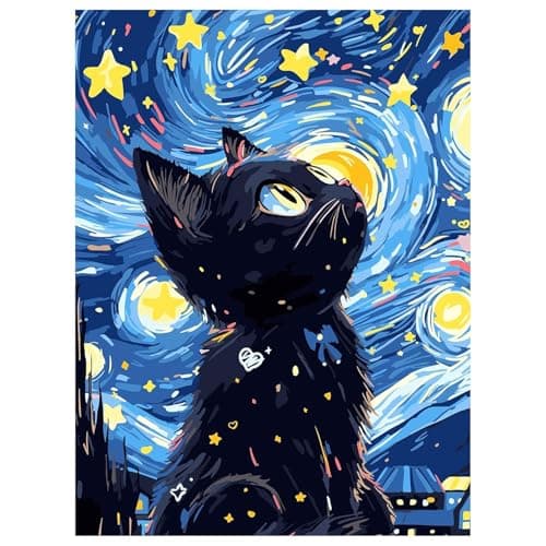 Mafenr Art Diamond Painting Chat, Chat Diamond Painting Adulte, Peinture Diamant Adulte pour Cadeaux et Décoration 30x40 cm