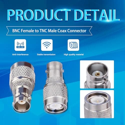 TUOLNK Adaptateur coaxial BNC vers TNC TNC mâle vers BNC femelle connecteur coaxial RF pour câble d'extension d'antenne Wifi 2 pièces