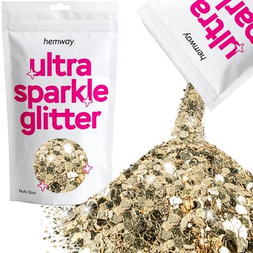 Paillettes multi-tailles Champagne doré ultra scintillantes pour ongles visage festival Noël Halloween maquillage épaisses fines 100 g/3,5 oz