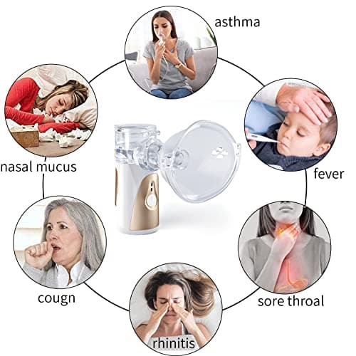 Nébuliseur Portable Inhalateur, Nébuliseur pour enfant et adulte, Nébuliseur Aérosol Silencieux avec embout buccal et masque pour le voyage et l'utilisation de ménage
