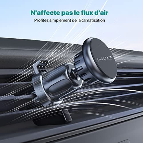 Miracase Support Téléphone Voiture, 2024 Clip D'aération en Métal Aimant, [6X] N52 NdFeB Magnetique Porte Telephone Compatible avec Tous Les Smartphones 4.0''-7.0''