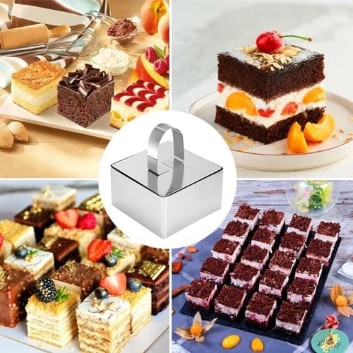 Whcctl 6 Pièces Anneaux à Dessert Carrés, Cercle a Patisserie De 8cm, Cercle à Patisserie en Acier Inoxydable, Moules à Mousse Carré De Cuisson, pour Gâteau Mousse Dessert Biscuits(Carré)