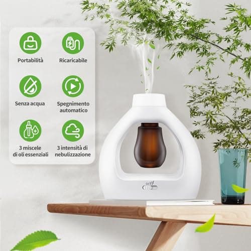 Diffuseur d'aromathérapie avec 3 bouteilles d'huiles essentielles - Diffuseur d'huiles essentielles sans eau - Diffuseur d'aromathérapie électrique portable pour la maison