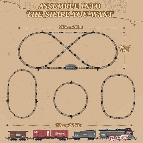 Joellfuner Jouet De Train Électrique À Vapeur, Train Electrique Enfant avec Telecommande, Locomotive à Vapeur Electrique avec la Fumée Lumineuse et Le Son, Cadeaux de Noël Anniversaire pour Enfants