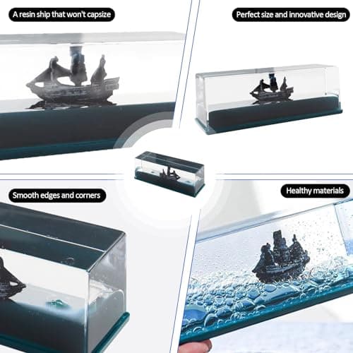 MisFun Bateau Insubmersible Décoration, Bouteille de Dérive de Liquide de Bateau de Croisière, Bateau Pirate Perle Noire, Modèle de Bateau de Croisière, pour Décoration de Voiture Maison Cadeau