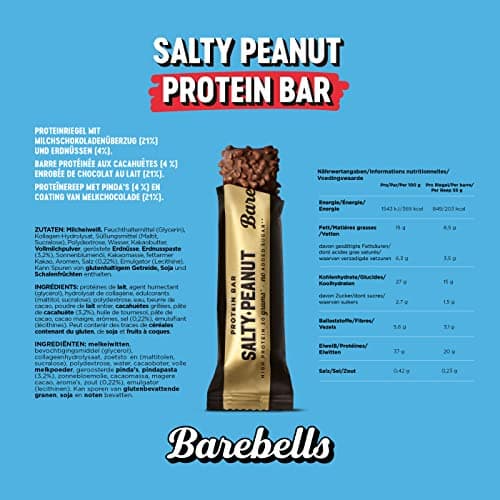 Barebells Barre de protéine 20g proteine, 12x55g chocolat protein bars (Salty Peanut)