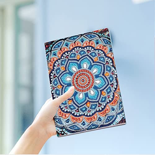 DIY Cahier d'écriture de Mandala Bleu Cahiers A5 de peinture au diamant, Fournitures Scolaires Rentrée scolaire, Quotidien Journal d'enfants Diamond Painting A5 Cadeaux d'anniversaire 100 Pages