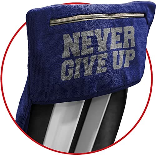 C.P. SPORTS Serviette de Fitness en Microfibre | Fixation + Sac avec Fermeture éclair | Gym Training Sport | Extra Doux, Lavable, Longue et Grande | pour Homme et Femme | Couleur Bleu foncé