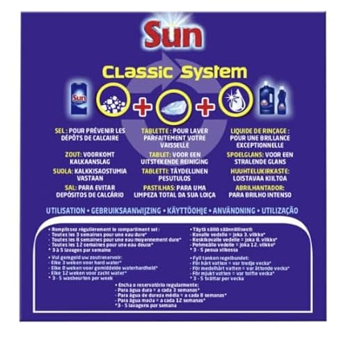 SUN CLASSIC - Sel Regénérant 1Kg Détergent pour lave-vaisselle - Pack de 6