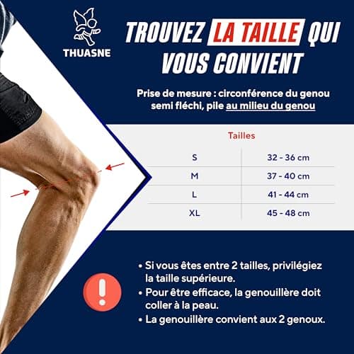 Thuasne Sport - Genouillère Strapping Ouverte - Genou Instable ou Douloureux - Limitation de Déperdition de Chaleur* - Indice de Maintien 4/5 - Dispositif Médical CE - Taille XL