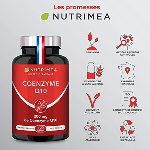 COENZYME Q10 - Puissant Antioxydant Naturel - Protecteur Anti-Age - Énergie Cellulaire - Absorption Maximale - Forme la Plus Stable - 120 Gélules Vegan - Nutrimea - Fabriqué en France