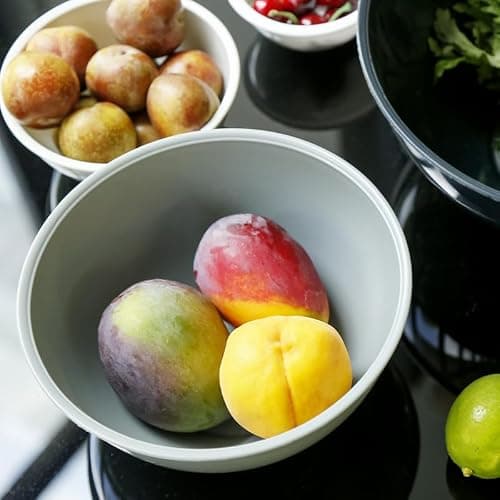 Greentainer Lot de 12 bols mélangeurs colorés en plastique avec couvercles, bols gigognes avec couvercles, 6 bols de préparation et 6 couvercles, passent au micro-ondes et au congélateur(Gris)