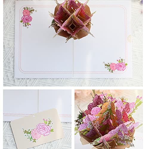 Carte Pop Up Fleur, Carte Pop Up 3d Anniversaire, 15 * 20cm,Carte de voeux 11D pop - up avec enveloppes naturelles - carte de voeux épaisse de haute qualité avec des cartes de voeux