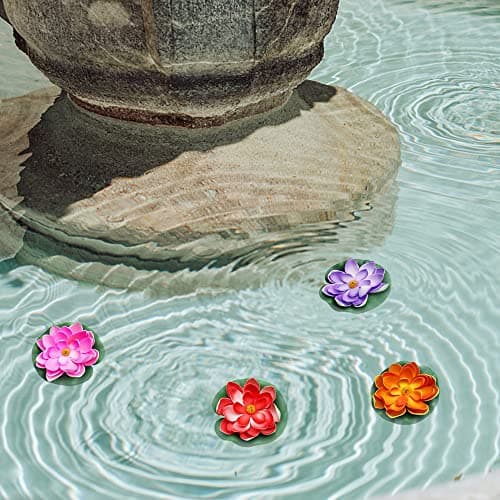 aupawdy Lot de 10 lotus artificiels en mousse imperméable pour bassin de jardin, aquarium, décoration d'aquarium