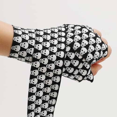 Bandages de boxe à motif tête de mort | Bandages de boxe à motif tête de mort | Bandages de boxe effrayants | Bandages de boxe à motif crâne | Soutien solide conçu pour l'entraînement et la