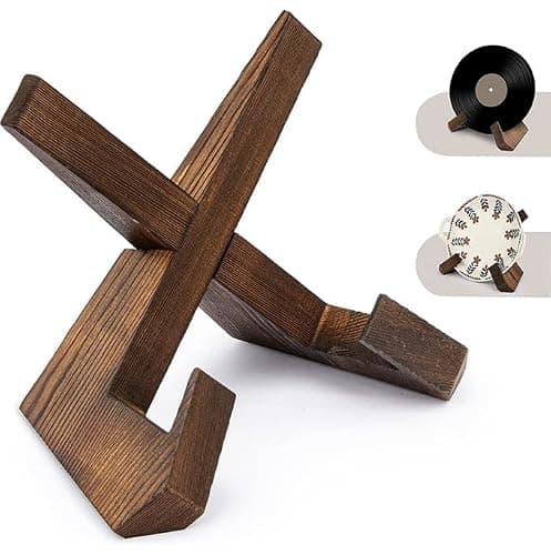 Meafeng Support assiette decorative, Porte assiette, Support assiette en bois, Presentoir livre cadre photo de table, Paire de mini chevalet 6,5 pouces