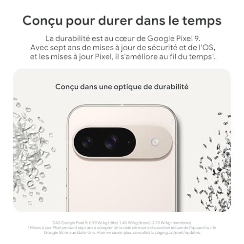 Google Pixel 9 – Smartphone Android débloqué avec Gemini, Appareil Photo avancé, 24 Heures d'autonomie et écran Actua 6,3 Pouces – Noir Volcanique, 256GB