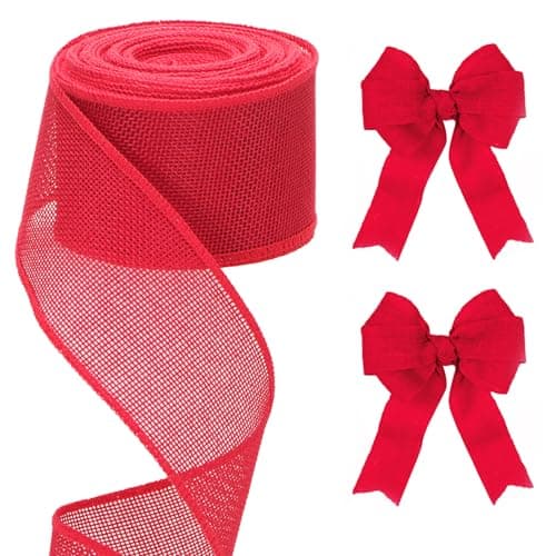 G2PLUS 10M Rouge Ruban de jute de 6 cm de Large Ruban à Carreaux Buffle de Noël Filaire Ruban de Noël,Ruban Cadeau Noël pour l'arc,Noël Décorations de Mariage