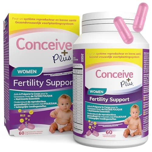 CONCEIVE PLUS Complément Fertilité pour Femmes - Équilibre Hormonal avec Calcium, Vitamine D, Myo Inositol, Acide Folique, Sélénium et Zinc - 60 Capsules - 30 Jours de Soutien à la Grossesse