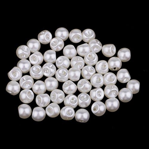 Dailymall Lot de 50 boutons en perles blanches pour robes de mariée 10 mm, 12 mm, 12 mm, 10 mm, 12 mm