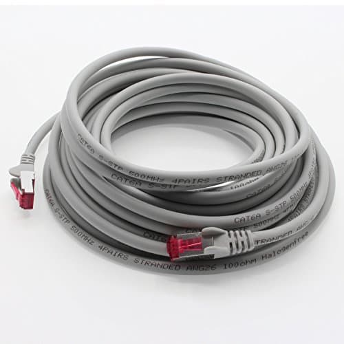 0,5 m - gris - 5 pièces - câble réseau CAT6a (10Gb/s) S-FTP CAT 6a Lankacable - certifié GHMT PIMF 500 MHz Cat5 Cat5e Cat6 Cat6a Cat7 pour switch, routeur, modem, Internet