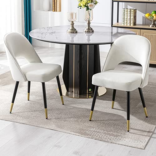 Wahson Lot de 4 Chaise de Salle à Manger Chaise Velours Chaise de Cuisine Chaise Salle Manger avec Pieds en métal Chaise à Dinner Rembourrées pour Cuisine/Restaurant,Beige