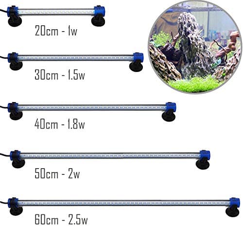 BPS Lampe LED à clip étanche et submersible pour aquarium pour éclairage de plantes Blanc/bleu 1w 20cm