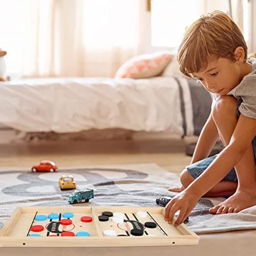 MOMSIV Fast Sling Puck Game Jeu de rondelle de Fronde Rapide, Jeu de Table de Jeu Gagnant de Palet de Fronde en Bois drôle, Jeu de fête interactif Parent-Enfant pour Adultes