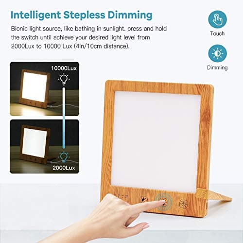 Lampe de luminothérapie 10000 Lux, LED de lumière, 3 couleurs de lumière, avec fonction minuterie Contrôle tactile convient à la maison/bureau, lampe sans UV