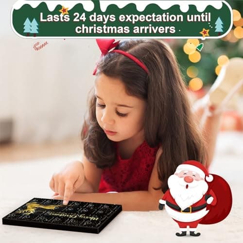 Calendrier de l'avent Bijoux,2024 Calendrier de l'Avent Enfant Fille Noël Kit de Bijoux Bracelet DIY avec 24 Noël Ornements Compte à Rebours de Noël Cadeaux de Noël pour Fille