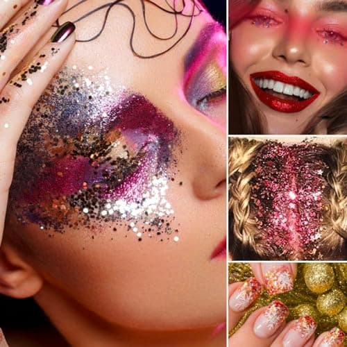 50g Poudre à Paillettes Rouge Peinture Pailletée Fines Scintillant en PET Accessoire Loisirs Créatif Décoration Maquillage Ongles Nail Bricolage Artisanat Carte pour Fête Noël Mariage Anniversaire