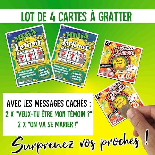 Annonce Mariage - Demande Témoin (2 Cartes à gratter"Veux-tu être mon témoin ?" + 2 Cartes à gratter" On va se marier")