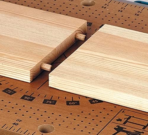 Cheville en Bois, CESFONJER 10mm Assortiment de Tourillon Bois, 63 pcs Tourillon Bois, 2 pcs Pointe de Centrage et 1 pcs Butée de Profondeur, pour Artisanat, Bricolage, Travail du Bois