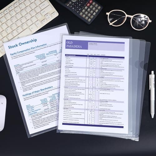 Lot de 40 Chemise Plastique A4 Transparent,Dossiers en Plastique Transparent A4,180 Microns,Pochettes Coins A4 en Polypropylène Pour le Bureau de L'école