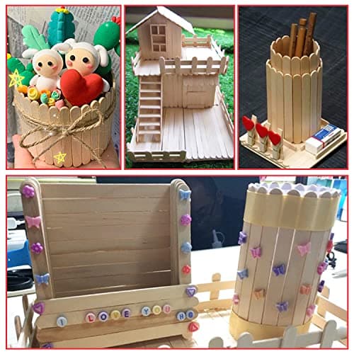 Lot de 150 bâtons en bois, glace en bois coloré sur la tige, 114 x 10 x 2 mm, matériaux de jeu créatifs faits à la main pour les enfants, adaptés à la fabrication de glace, artisanat créatif.