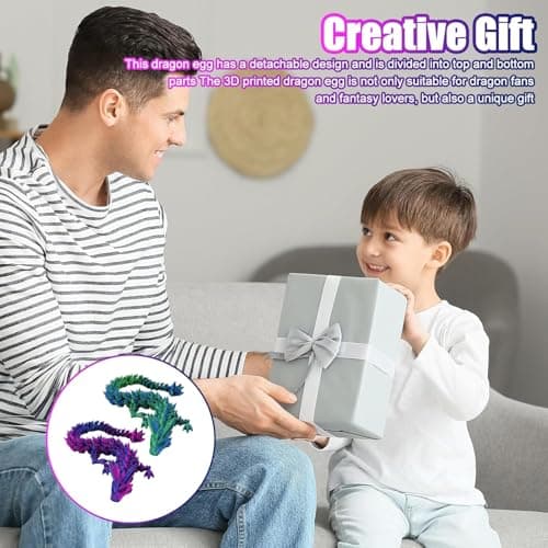 ysister 2 pezzi Oeuf Dragon Imprimé en 3D,Oeuf Dragon, Jouet Fidget Oeuf Dragon imprimé en 3D,Oeuf Dragon avec Figurines Dragon pour Voitures Jouets Cadeaux pour Enfants Adultes