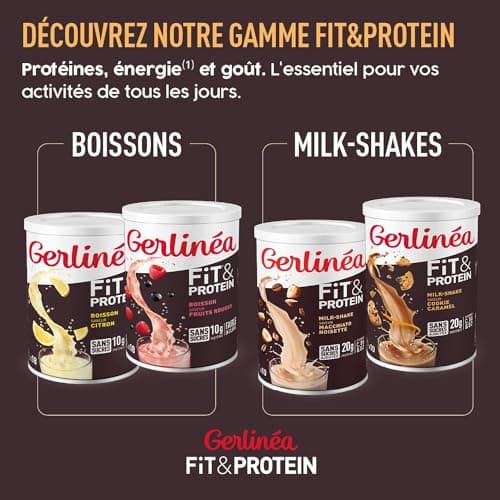 Gerlinéa Fit&Protein - Milk-shake Protéiné Saveur Cookie Caramel - Protéines Après le Sport - Whey Musculation Femme - Sans Sucres Ajoutés - 116 Kcal / portion - 340 g (10 boissons)