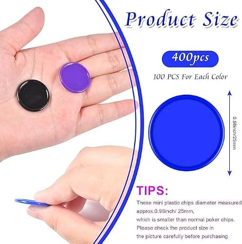 AsyinXson 400pcs Plastic Poker Chip, Mini Poker Chip 25mm, 4 Colors Learning Counter, Counting for Learning Maths Kids Reward