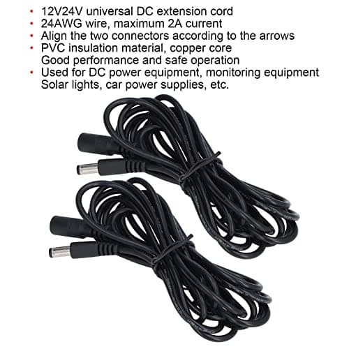9,5 Pieds/2,9 mètres LED Rallonge de lumière Solaire Câble Universel DC12V 24V 2A Courant Max pour la Surveillance de la Connexion électrique Lampes solaires