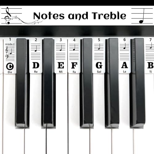 Guide Des Notes De Piano Pour l'apprentissage Des Débutants, étiquettes Amovibles de Notes De Piano Pour Toutes Les Touches 88/61 Pas Besoin D'autocollants Réutilisables En Silicone (Noir)