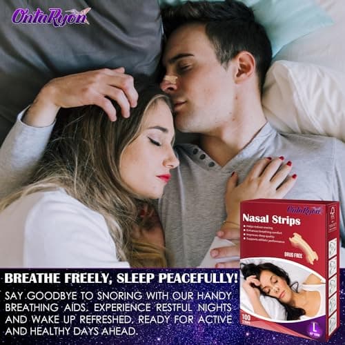 Bandelettes Nasales OntaRyon (x100 grandes) Aide Pour Arrêter Le Ronflement, Aide Anti-Ronflement Pour Respiration Nasale - Dilateur, Patchs Nasaux Pour Un Meilleur Sommeil