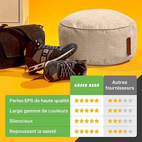 Green Bean© Tabouret 45x25cm avec Remplissage de Perles EPS - Tabouret pour Pieds Coussin pour Pieds Pouf-Siège - Coussin de Sol pour Enfants et Adultes - Repose-Pieds Coussin Siège Chaise Sable