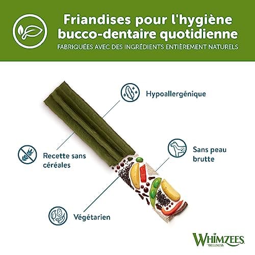 WHIMZEES by Wellness, Friandises Naturelles pour l'Hygiène Bucco-Dentaire à Mâcher pour Chien de Taille Moyenne, Boîte de Variété, Taille M, Boîte de 28 Pièces