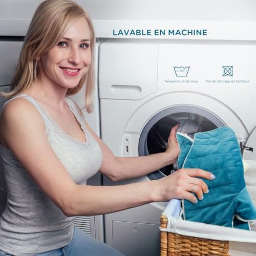 Comfytemp Coussin Chauffant Nuque, Coussin Chauffant pour le Cou et les Épaules, pour Soulager la Douleur Cou, Épaules et Dos, 9 Niveaux de Chaleur, Arrêt Automatiques, Lavable en Machine, 48 × 56cm