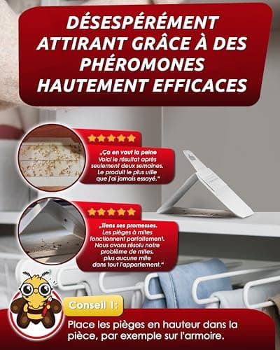 PIC Piège Produit Anti Mites Textiles Paquet de Trois 3x2 pièces - approprié pour la Protection de Tous Les vêtements dans l'armoire et en Stockage alternative à spray anti mites textiles