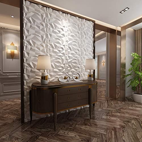 Art3d Panneau mural en PVC 3D diamanté assorti, blanc mat, pour décoration intérieure résidentielle et commerciale